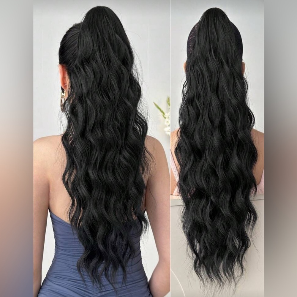 Black Wavy High Ponytail Hair Extension